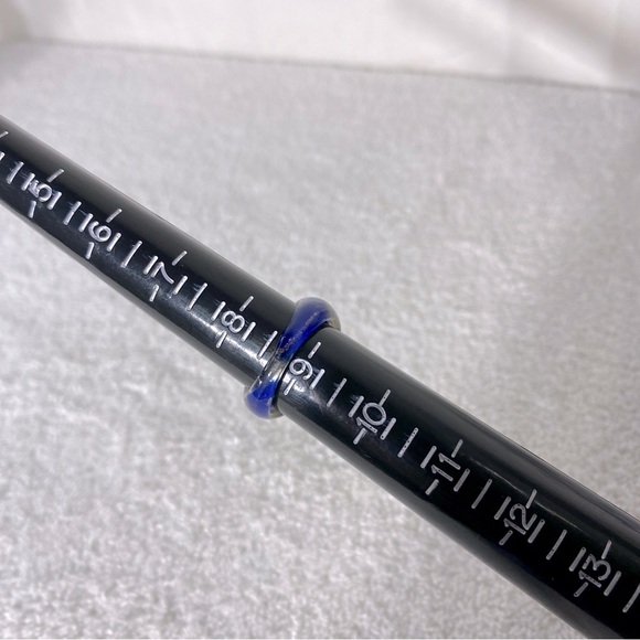 Vintage Art Glass Handmade Blue & Copper Glitter Band Ring - Picture 11 of 12